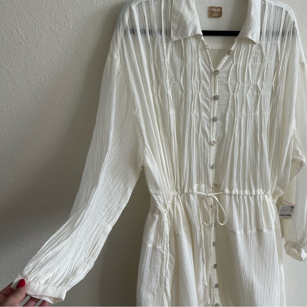 Free People Ivory Button-Down Dress